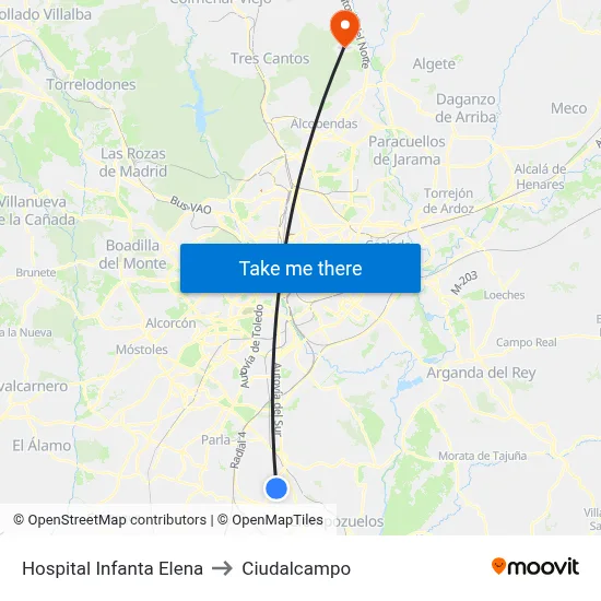 Hospital Infanta Elena to Ciudalcampo map