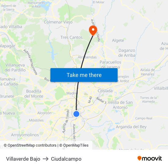 Villaverde Bajo to Ciudalcampo map