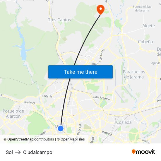 Sol to Ciudalcampo map