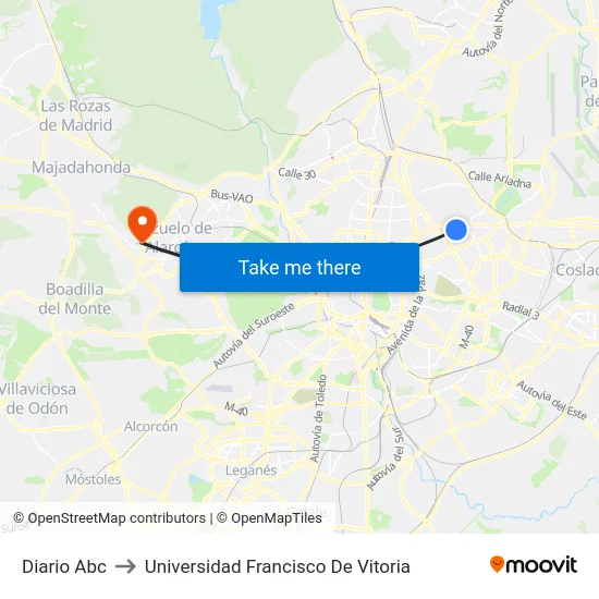 Diario Abc to Universidad Francisco De Vitoria map