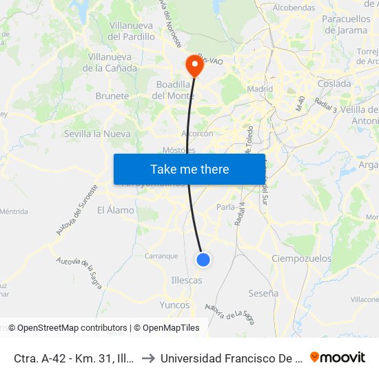 Ctra. A-42 - Km. 31, Illescas to Universidad Francisco De Vitoria map