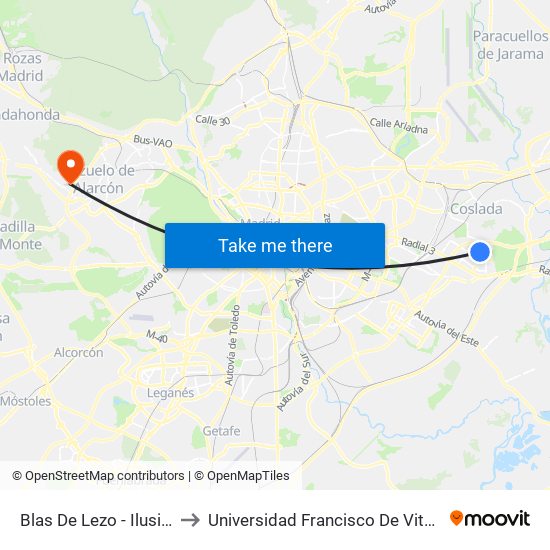 Blas De Lezo - Ilusión to Universidad Francisco De Vitoria map