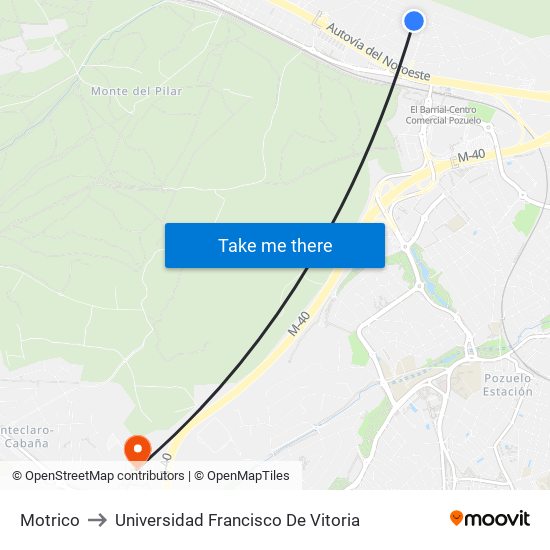 Motrico to Universidad Francisco De Vitoria map