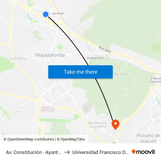 Av. Constitución - Ayuntamiento to Universidad Francisco De Vitoria map