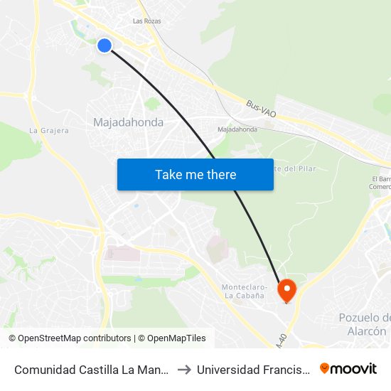 Comunidad Castilla La Mancha - Av. España to Universidad Francisco De Vitoria map