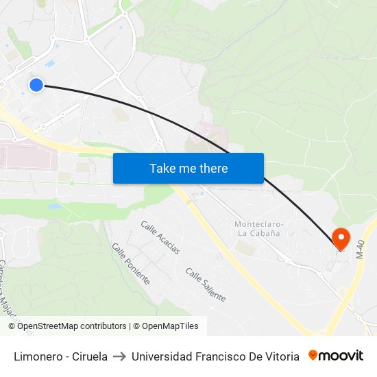 Limonero - Ciruela to Universidad Francisco De Vitoria map
