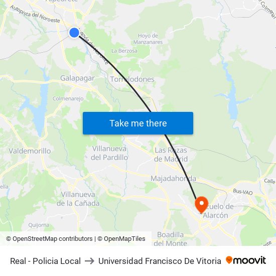 Real - Policia Local to Universidad Francisco De Vitoria map