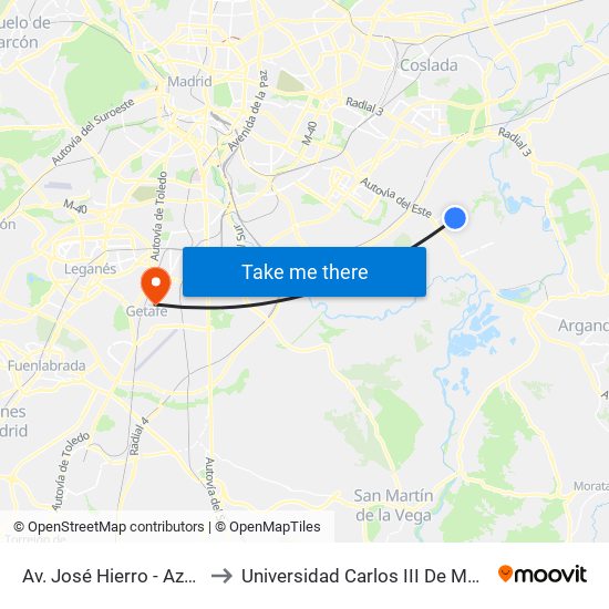 Av. José Hierro - Azalea to Universidad Carlos III De Madrid map