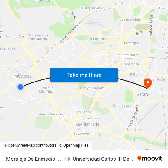 Moraleja De Enmedio - Roma to Universidad Carlos III De Madrid map