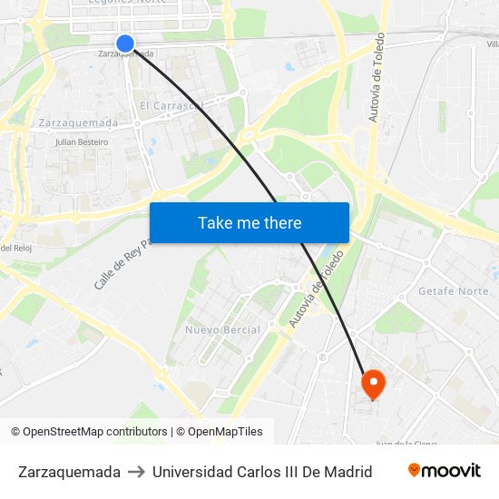 Zarzaquemada to Universidad Carlos III De Madrid map