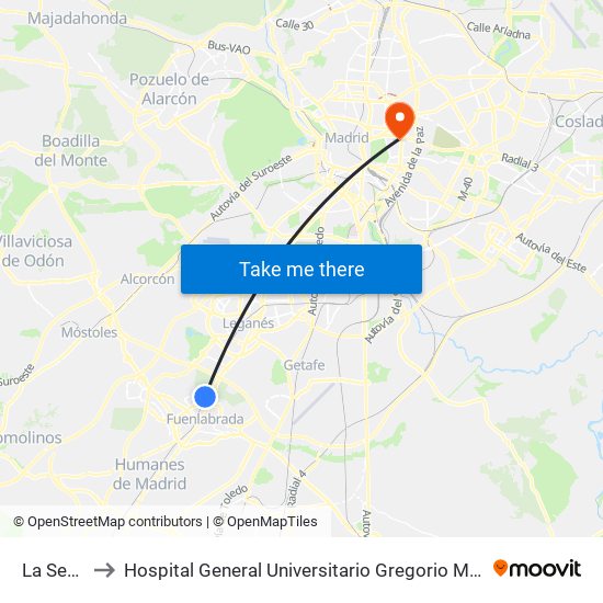 La Serna to Hospital General Universitario Gregorio Marañón. map