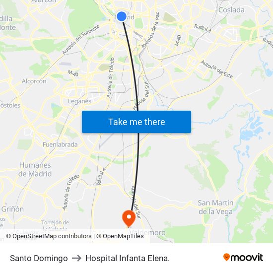 Santo Domingo to Hospital Infanta Elena. map