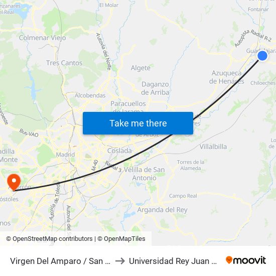 Virgen Del Amparo / San Ginés to Universidad Rey Juan Carlos map