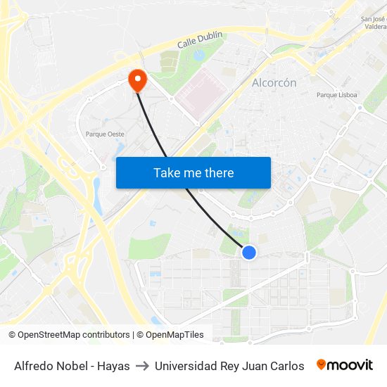 Alfredo Nobel - Hayas to Universidad Rey Juan Carlos map