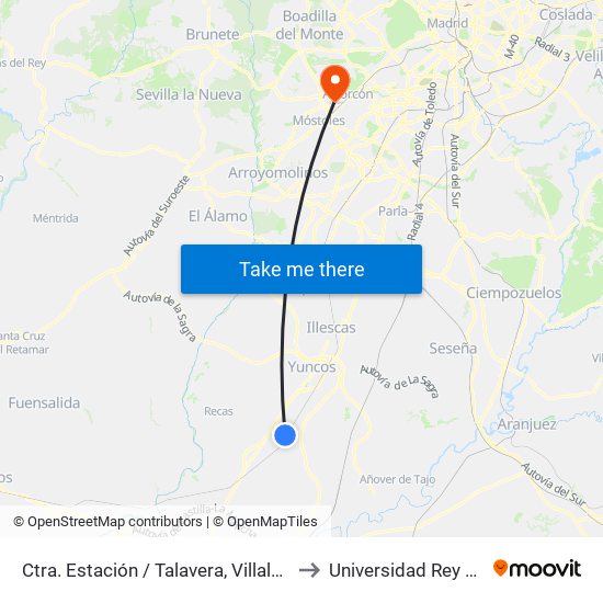 Ctra. Estación / Talavera, Villaluenga De La Sagra to Universidad Rey Juan Carlos map