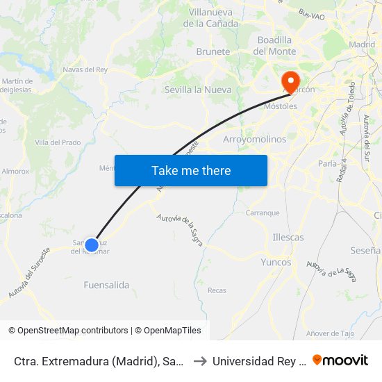 Ctra. Extremadura (Madrid), Santa Cruz Del Retamar to Universidad Rey Juan Carlos map