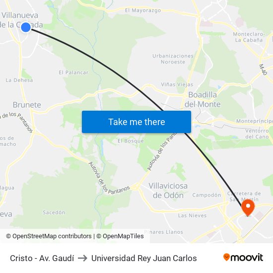 Cristo - Av. Gaudí to Universidad Rey Juan Carlos map