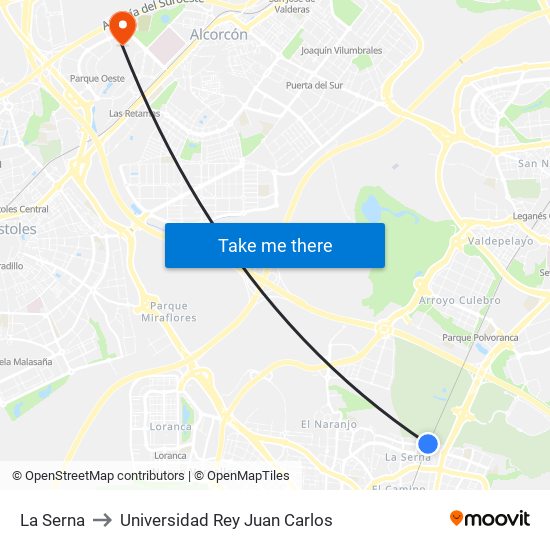 La Serna to Universidad Rey Juan Carlos map
