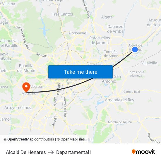 Alcalá De Henares to Departamental I map