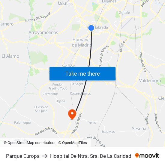 Parque Europa to Hospital De Ntra. Sra. De La Caridad map