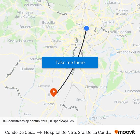 Conde De Casal to Hospital De Ntra. Sra. De La Caridad map