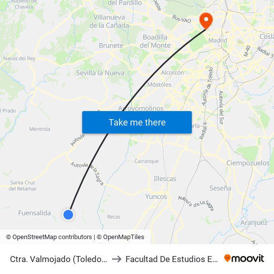 Ctra. Valmojado (Toledo), Arcicóllar to Facultad De Estudios Estadísticos map