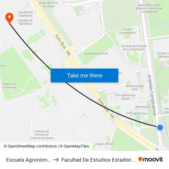 Escuela Agronómica to Facultad De Estudios Estadísticos map