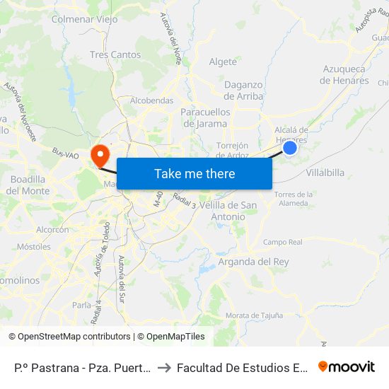 P.º Pastrana - Pza. Puerta Del Vado to Facultad De Estudios Estadísticos map