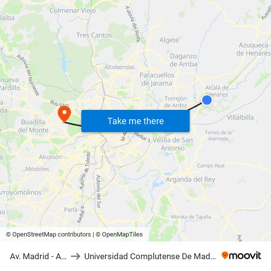 Av. Madrid - Antonio Suárez to Universidad Complutense De Madrid (Campus De Somosaguas) map