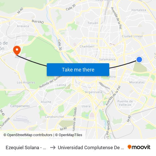 Ezequiel Solana - Pedro Antonio Alarcón to Universidad Complutense De Madrid (Campus De Somosaguas) map