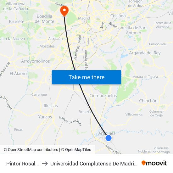 Pintor Rosales - Fortuny to Universidad Complutense De Madrid (Campus De Somosaguas) map
