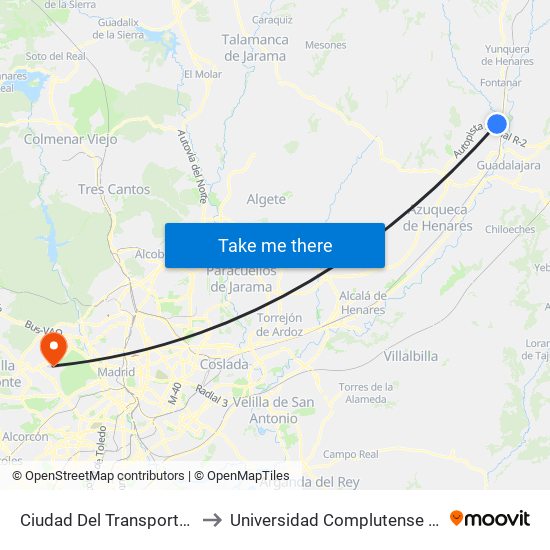 Ciudad Del Transporte (Gxo), Polígonos Marchamalo to Universidad Complutense De Madrid (Campus De Somosaguas) map