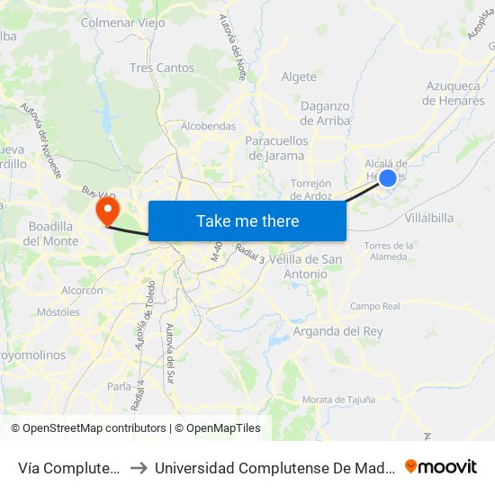 Vía Complutense - Brihuega to Universidad Complutense De Madrid (Campus De Somosaguas) map