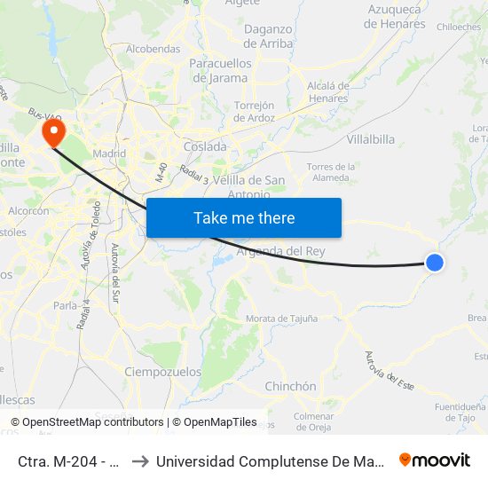 Ctra. M-204 - C.º Bellaescusa to Universidad Complutense De Madrid (Campus De Somosaguas) map