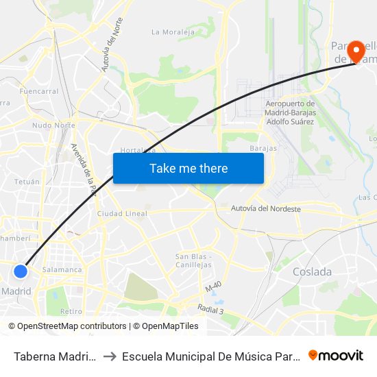 Taberna Madrid - Madriz to Escuela Municipal De Música Paracuellos De Jarama map
