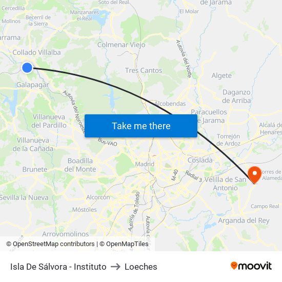 Isla De Sálvora - Instituto to Loeches map