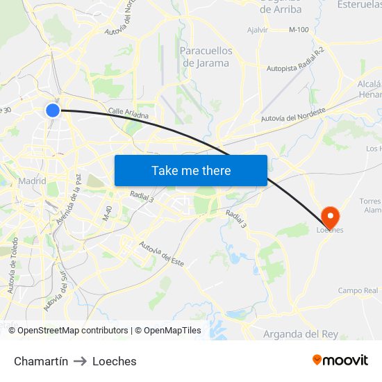 Chamartín to Loeches map