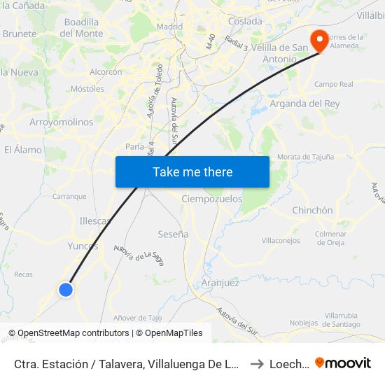 Ctra. Estación / Talavera, Villaluenga De La Sagra to Loeches map
