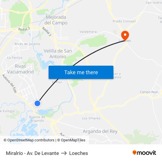 Miralrío - Av. De Levante to Loeches map