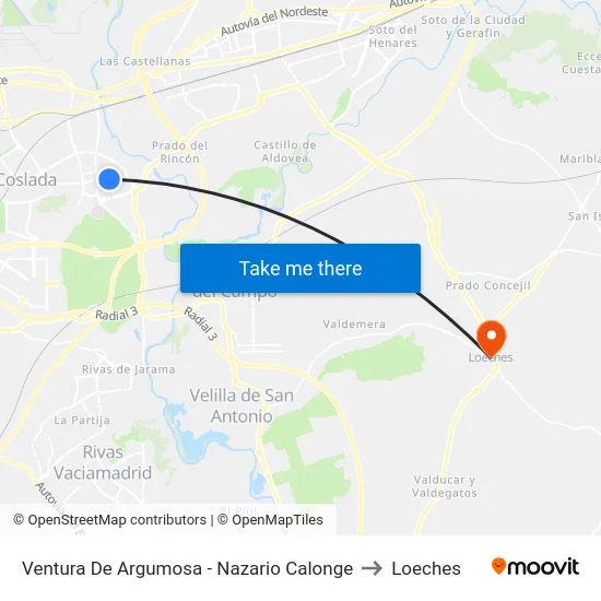 Ventura De Argumosa - Nazario Calonge to Loeches map
