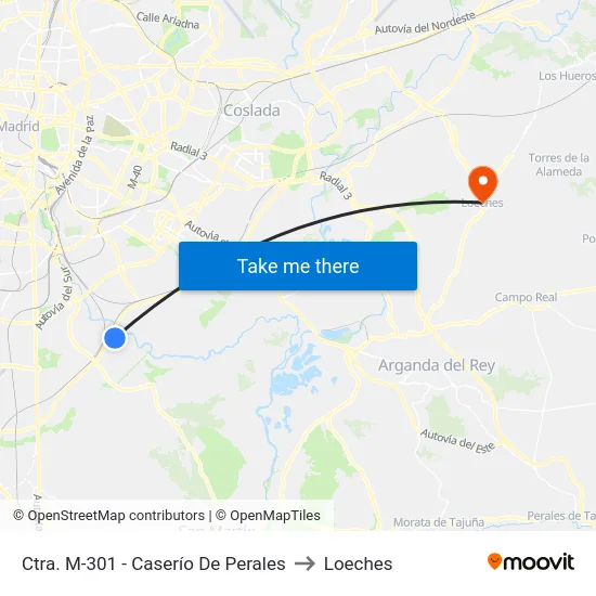 Ctra. M-301 - Caserío De Perales to Loeches map