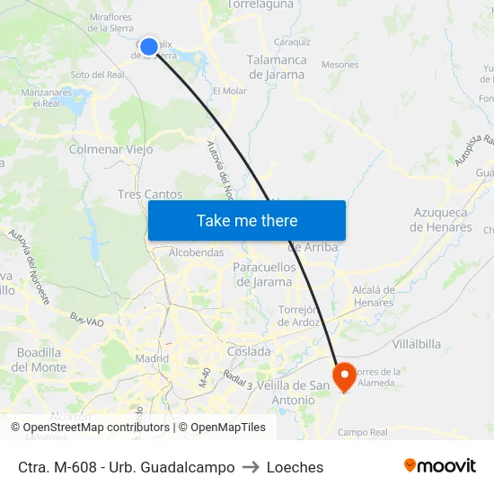 Ctra. M-608 - Urb. Guadalcampo to Loeches map