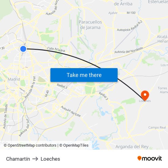 Chamartín to Loeches map