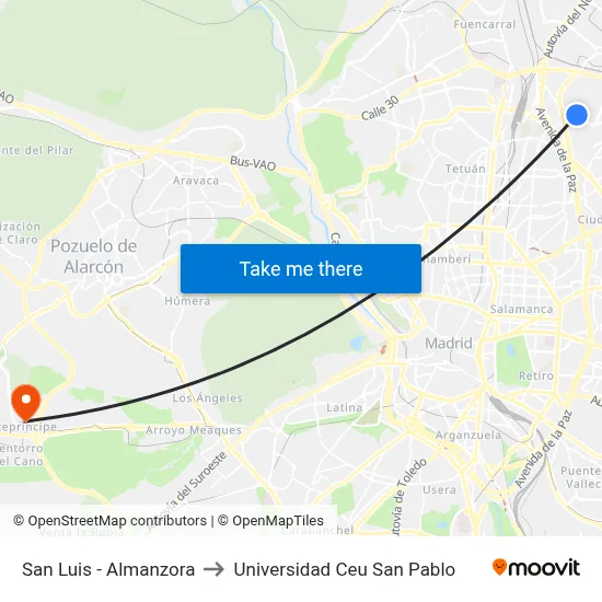 San Luis - Almanzora to Universidad Ceu San Pablo map