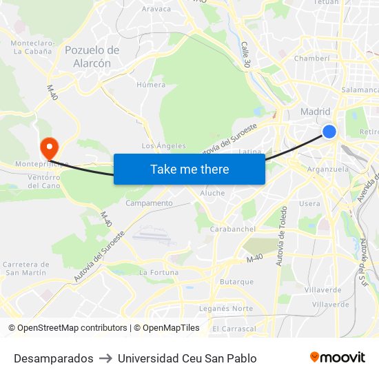 Desamparados to Universidad Ceu San Pablo map