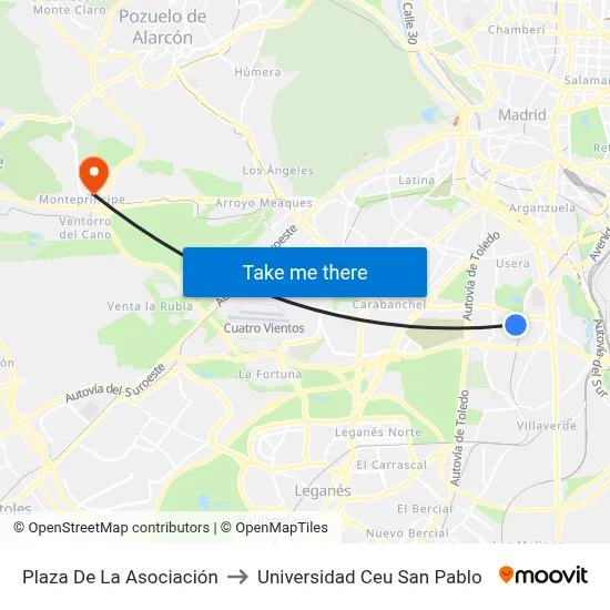 Plaza De La Asociación to Universidad Ceu San Pablo map