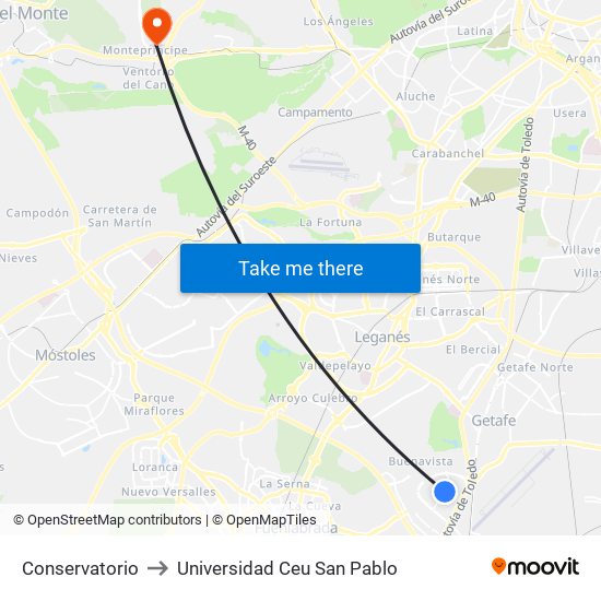 Conservatorio to Universidad Ceu San Pablo map