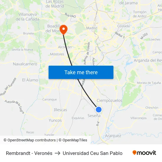 Rembrandt - Veronés to Universidad Ceu San Pablo map