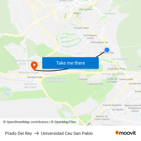 Prado Del Rey to Universidad Ceu San Pablo map