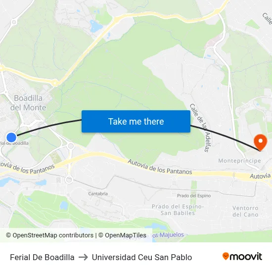 Ferial De Boadilla to Universidad Ceu San Pablo map